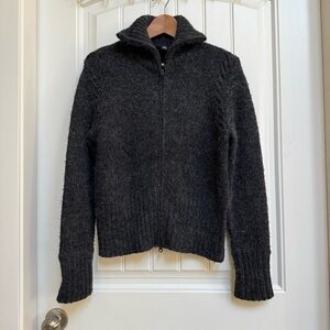 Vintage Wearelse? Charcol Grey Zip Up Wool Angora Acrylic Blend Cardigan. M